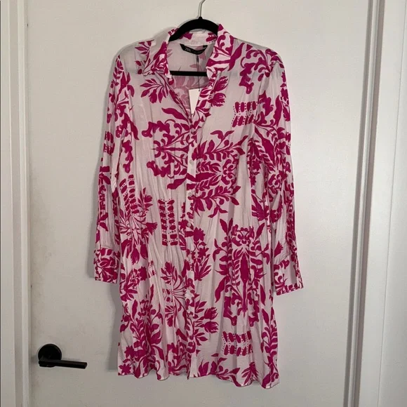 Zara Floral Button Down Shirt Dress - Picture 4 of 8